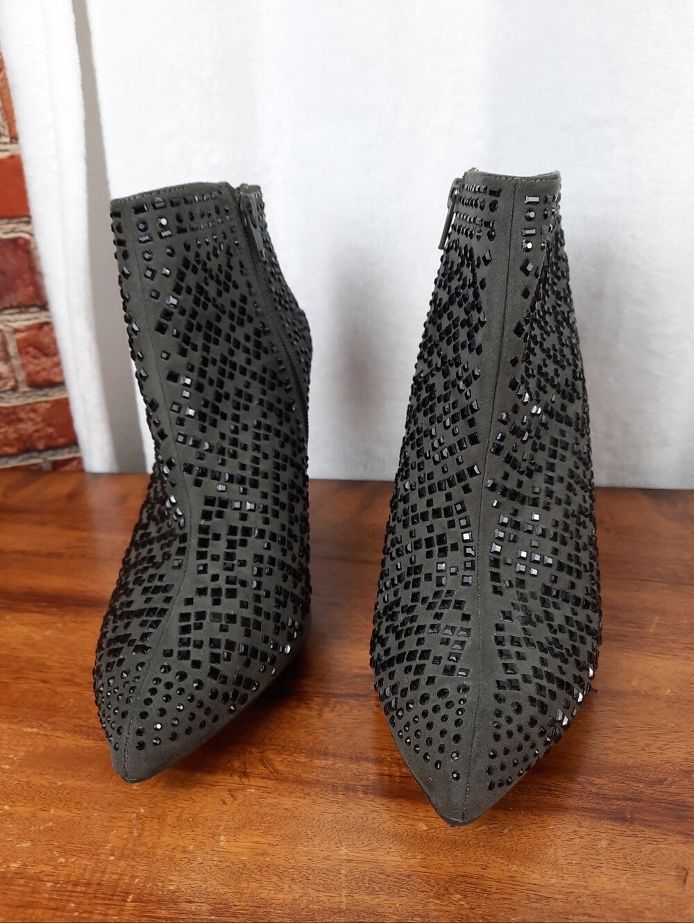Giani Bini Embellished Grey and Black Ankle Booties - High Heel - Picture 5 of 16